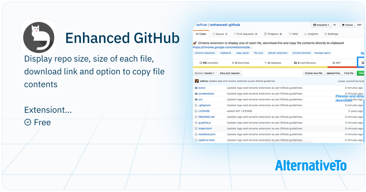 Enhanced GitHub: Chrome extension to display size of each file ...