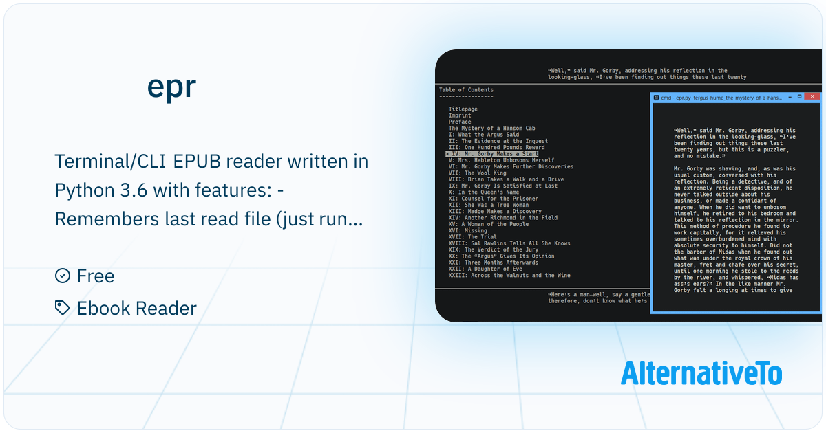 epr: CLI EPUB reader | AlternativeTo