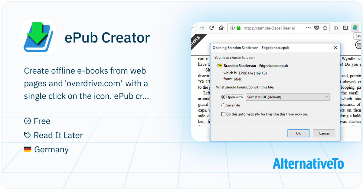 ePub Creator: Chrome and Firefox add-on that creates . | AlternativeTo