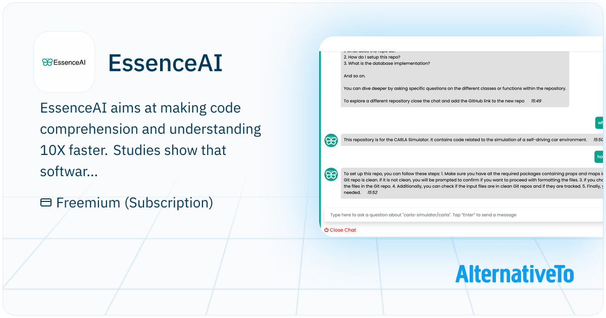 EssenceAI: Aims at making code comprehension and | AlternativeTo