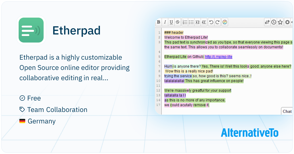 Etherpad: Highly customizable Open Source | AlternativeTo