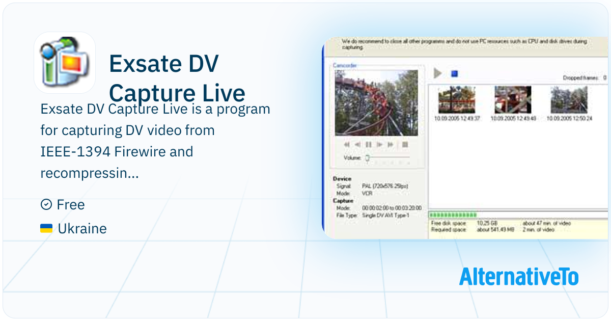 Exsate DV Capture Live: Program for capturing | AlternativeTo