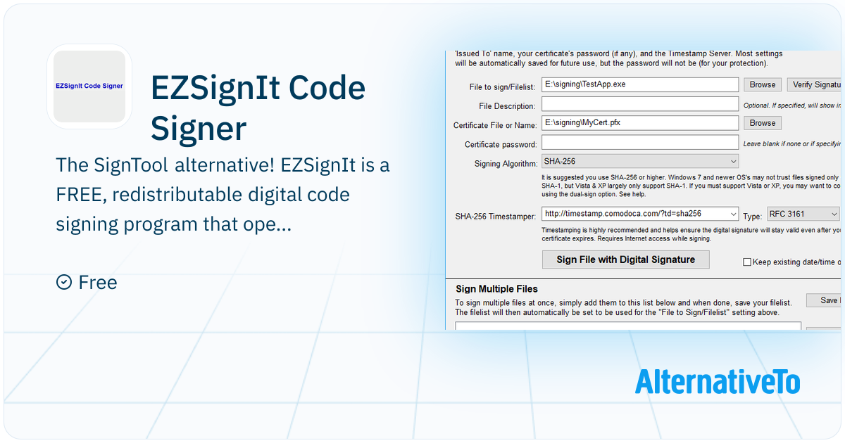 EZSignIt Code Signer: Signing program that operates via GUI interface ...
