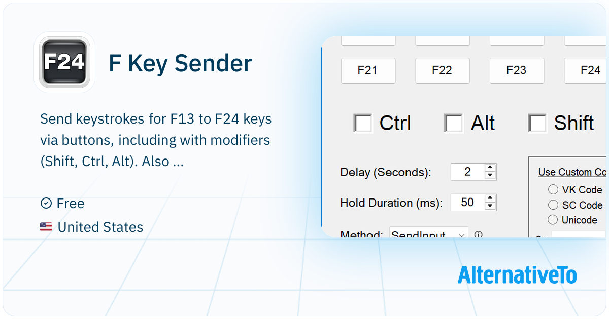 F Key Sender: Lets you send keystrokes for F13 to F24 keys via buttons ...