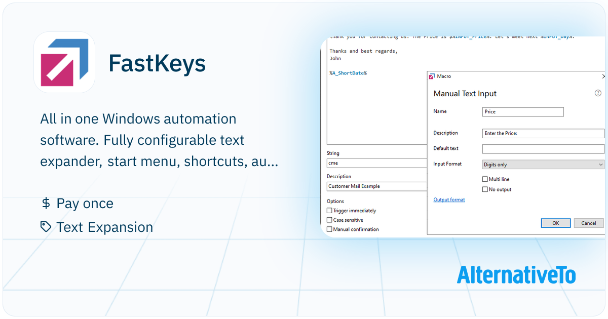 FastKeys: Text expander, start menu, shortcuts, auto complete, mouse ...