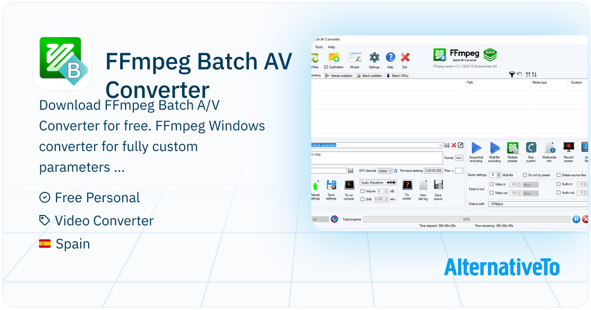 FFmpeg Batch AV Converter: A Windows front-end for ffmpeg users, that ...