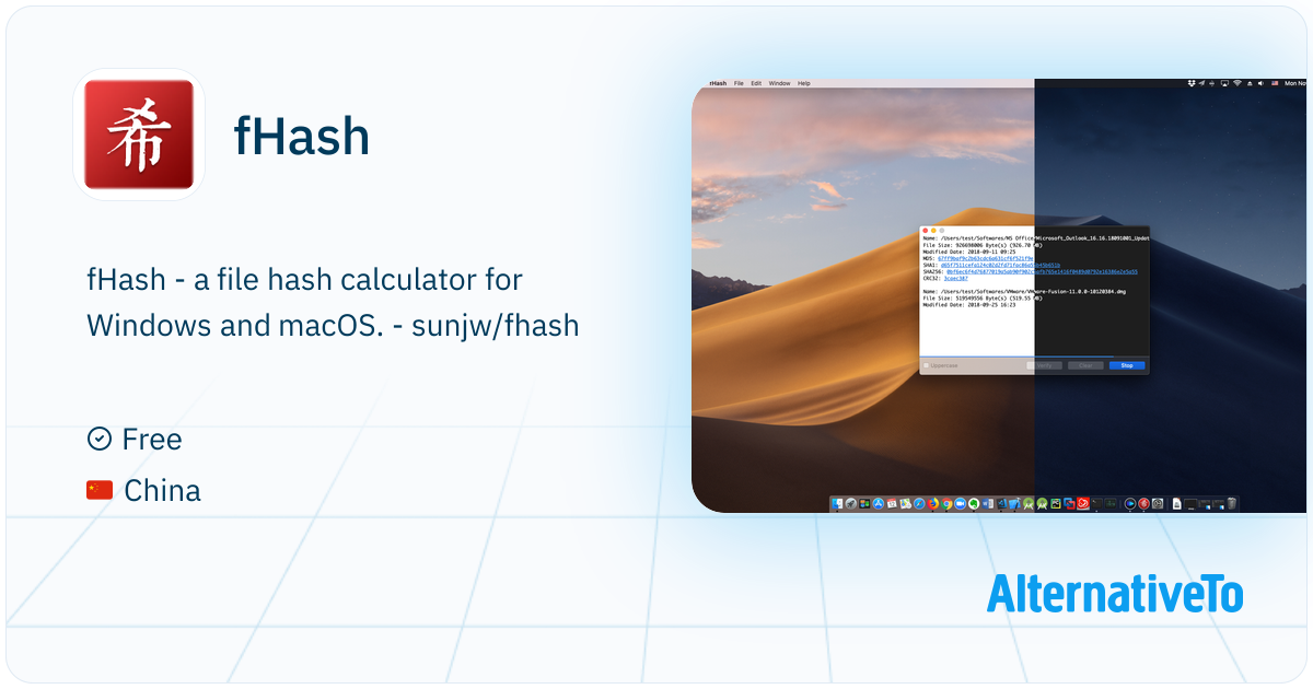 fHash: - a file hash calculator for Windows and macOS | AlternativeTo