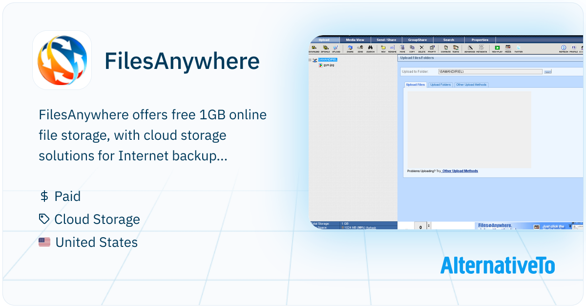 FilesAnywhere: Offers free 1GB online file | AlternativeTo