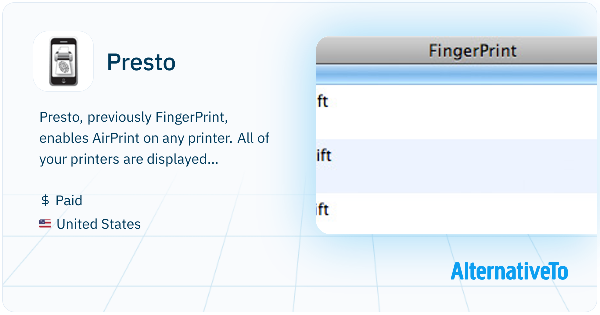 Collobos Presto: Previously FingerPrint, enables AirPrint | AlternativeTo
