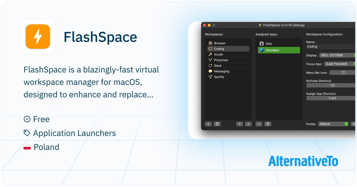 FlashSpace: Ultra-fast workspace manager for macOS | AlternativeTo