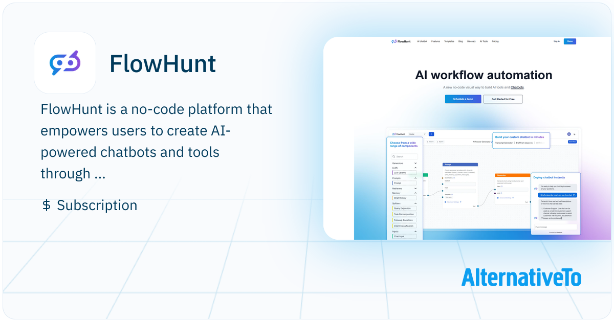 Arternative Rework Flow FlowHunt: No-code Automated Workflow Builder. | AlternativeTo