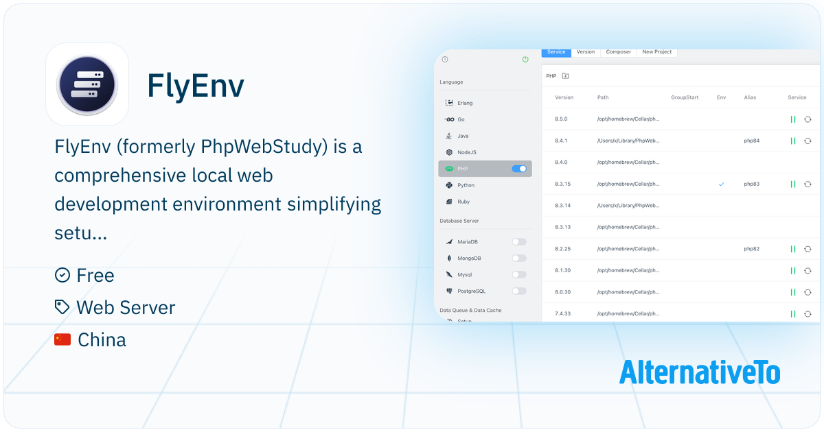 project-level version isolation without docker -... FlyEnv: Simplifies local web development by providing an easy-to-use ...