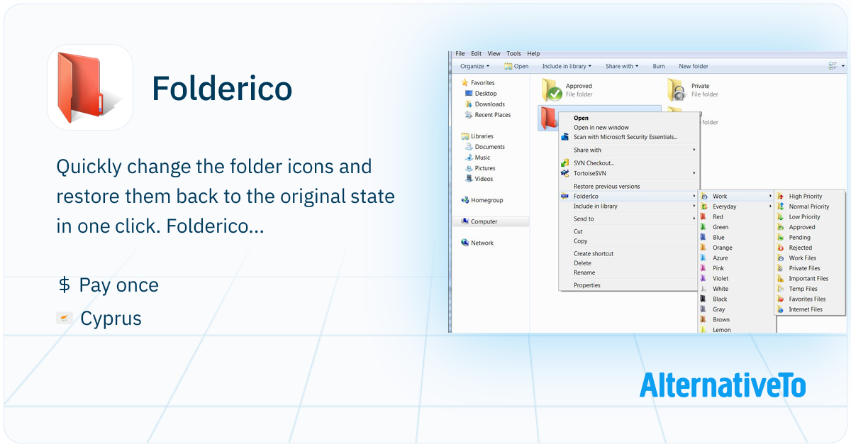 Folderico: Quickly change the folder icons and restore them back to the ...