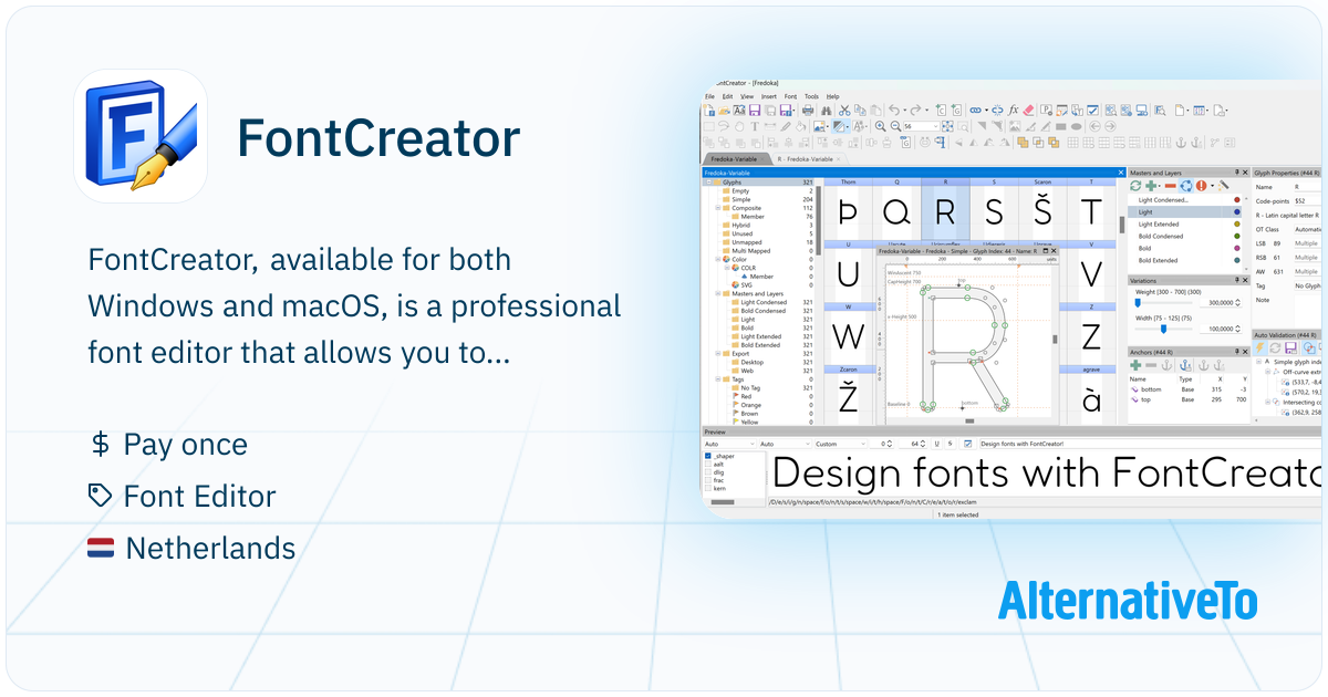 FontCreator: The world's most popular font editor | AlternativeTo