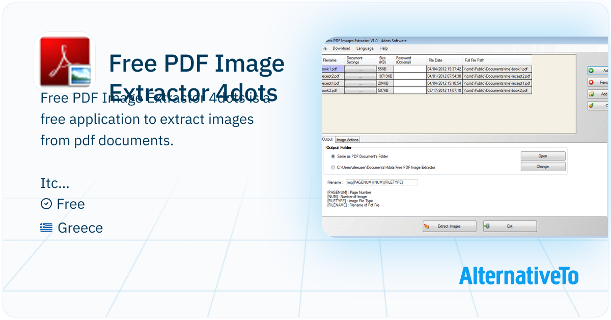 Free PDF Image Extractor 4dots: Free application to extract images from ...