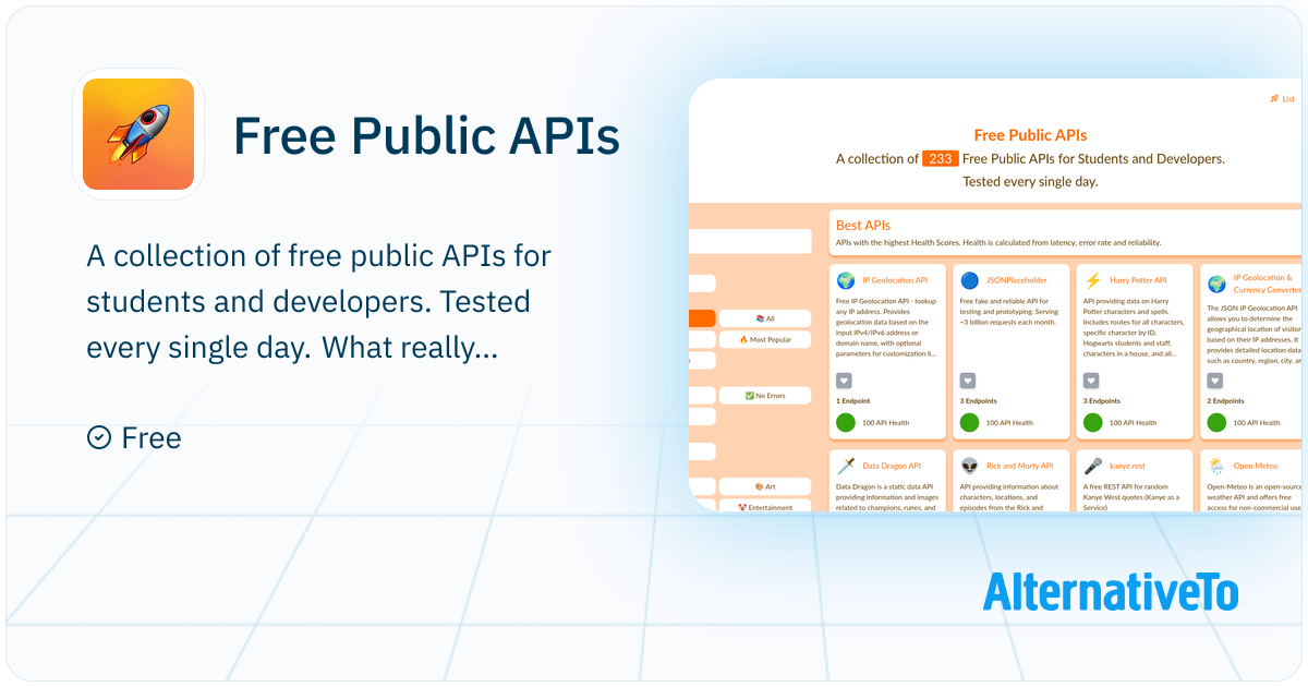 Free Public APIs: A collection of free public APIs for students and ...