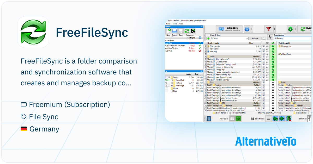 FreeFileSync: Efficient folder sync across platforms | AlternativeTo