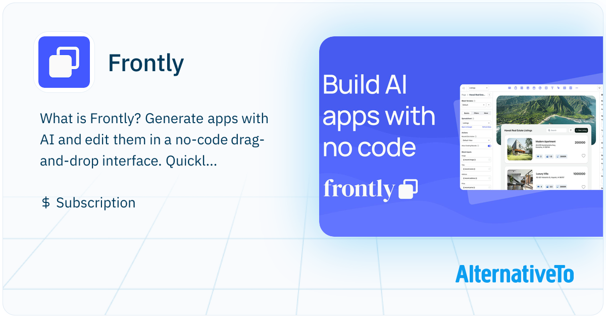 Frontly: Build AI-powered apps with no code | AlternativeTo