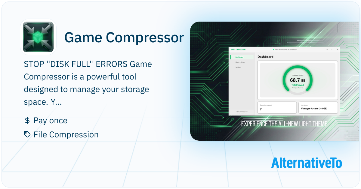 Game Compressor: Stop deleting games due to low disk space! | AlternativeTo