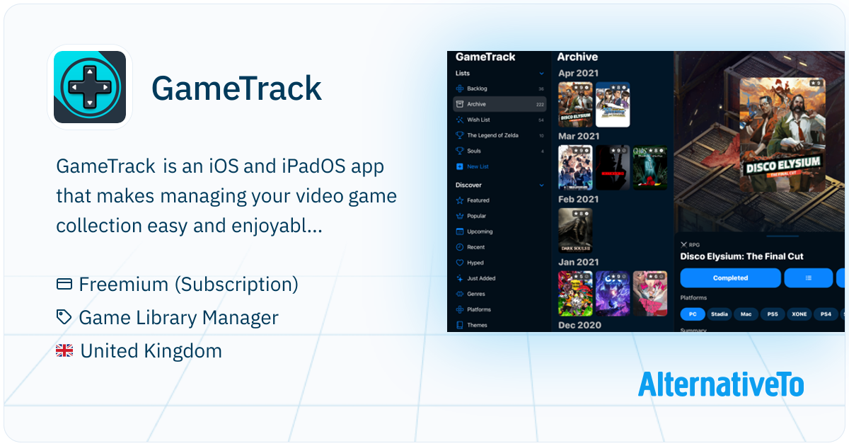 GameTrack: Managing game library and backlog | AlternativeTo