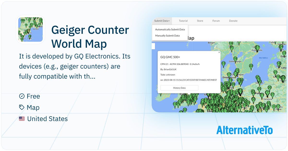Geiger Counter World Map: It is citizen science project in which people ...