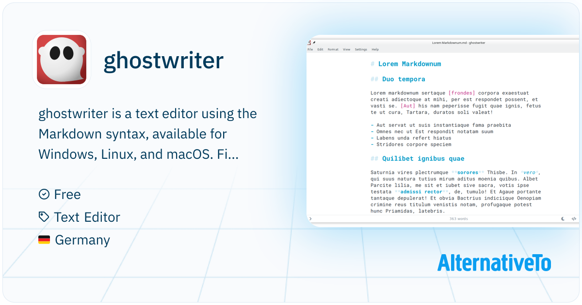 ghostwriter: Feature-rich text editor using Markdown syntax which makes ...