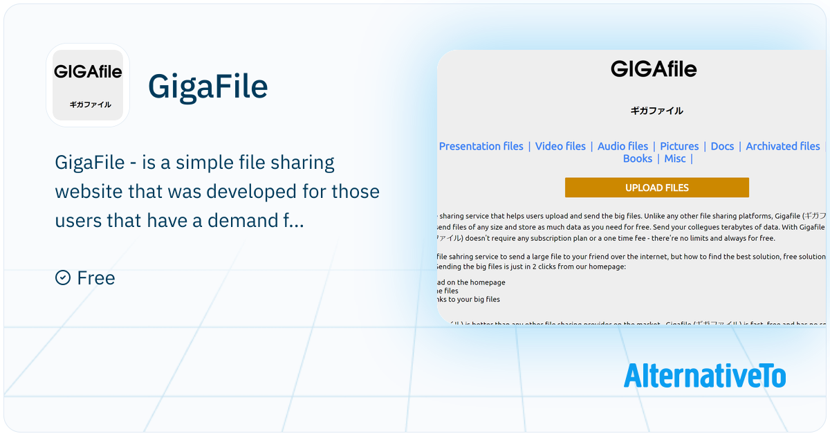 Gig Files GigaFile: - file sharing startup based in Japan and Norway. | AlternativeTo