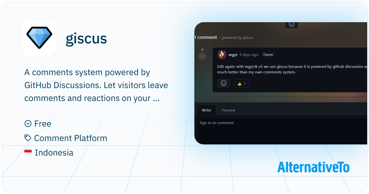 giscus: A comments system powered by GitHub Discussions. | AlternativeTo