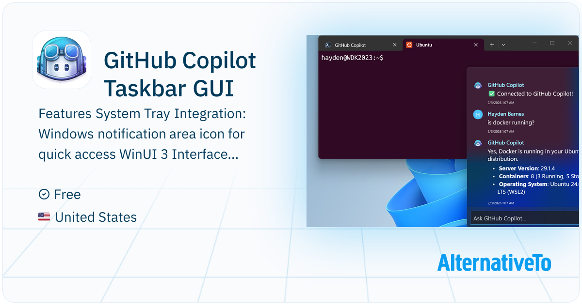 GitHub Copilot Taskbar GUI: Features | AlternativeTo