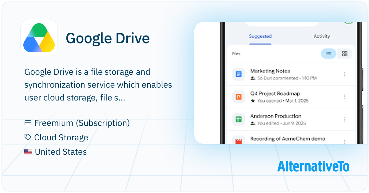 Google Drive: Cloud storage with integrated office suite | AlternativeTo