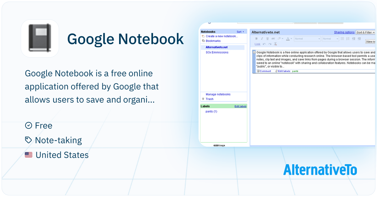 Google Noteb Google Notebook: Free online application | AlternativeTo