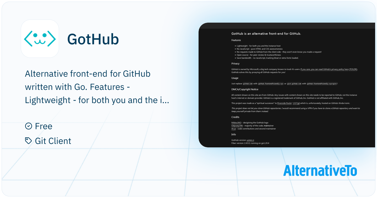 GotHub: Alternative front-end for GitHub written with Go | AlternativeTo