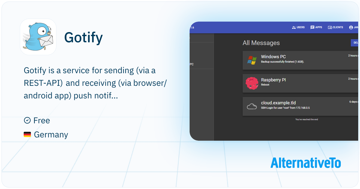 Gotify: Service for sending (via a REST-API) and receiving (via browser ...