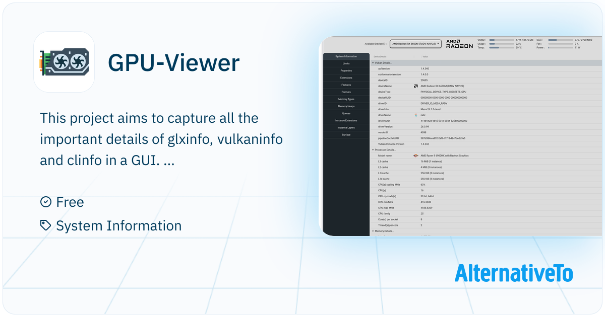 GPU-Viewer: A front-end to glxinfo, vulkaninfo, clinfo and es2_info ...