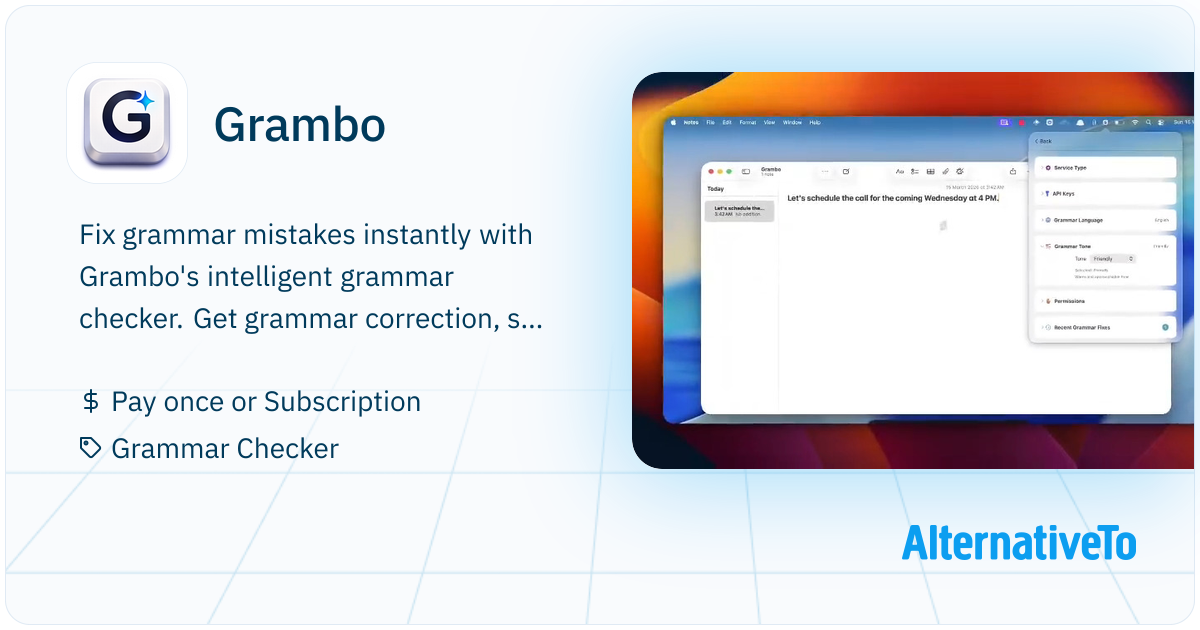 Grambo: Grammar checker & AI writing assistant for Mac | AlternativeTo
