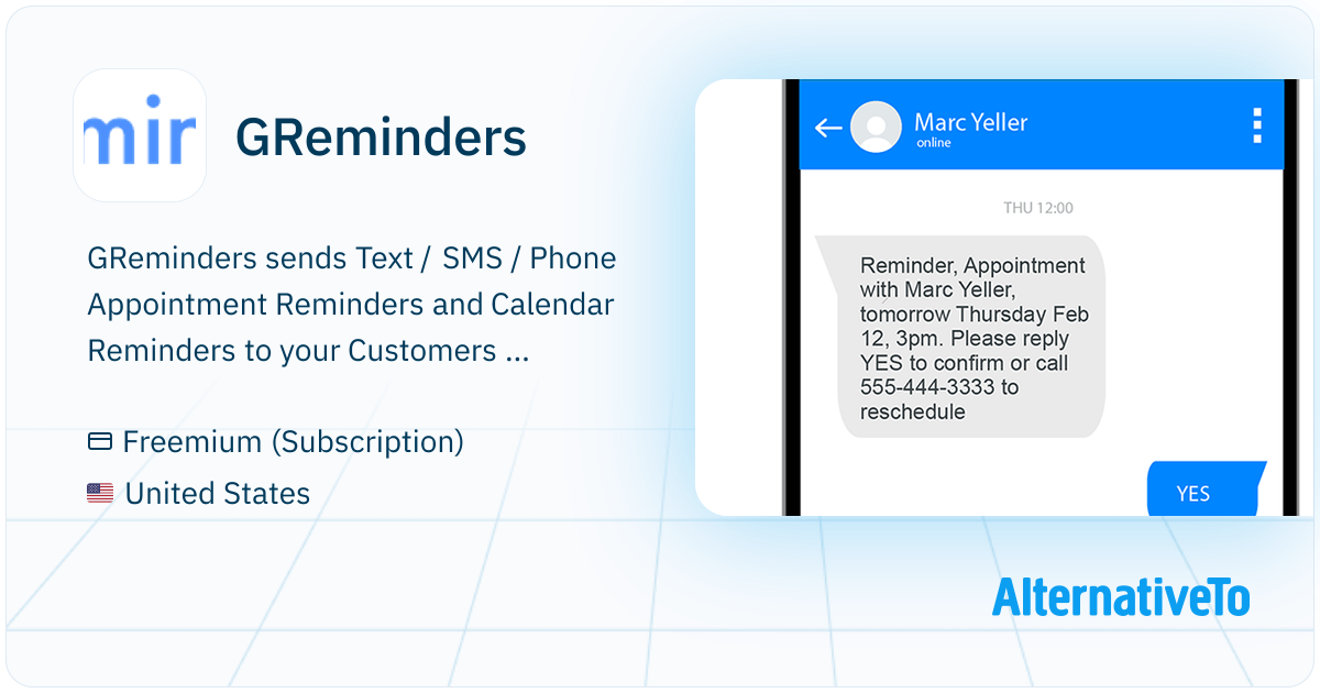 GReminders: Sends Text / SMS / Phone Appointment Reminders and Calendar ...