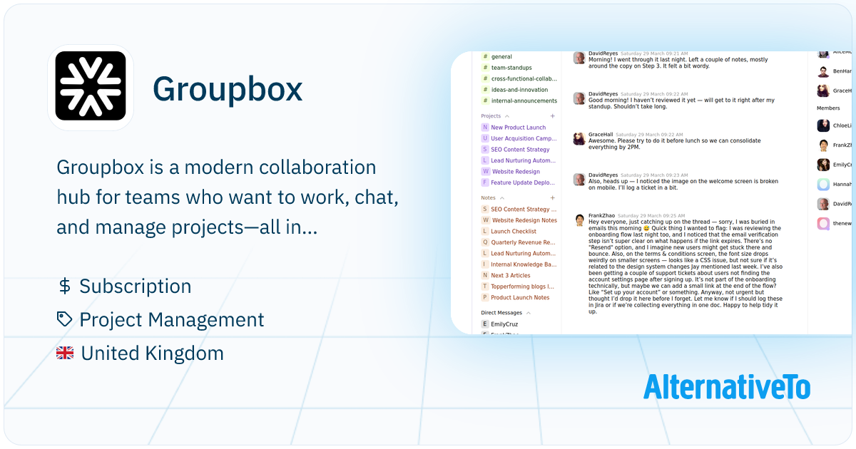 Groupbox: Simple all-in-one workspace for chat, tasks, and ...