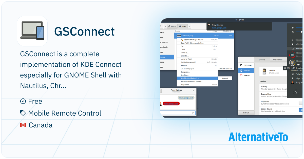 GSConnect: Complete implementation of KDE Connect for GNOME Shell with ...