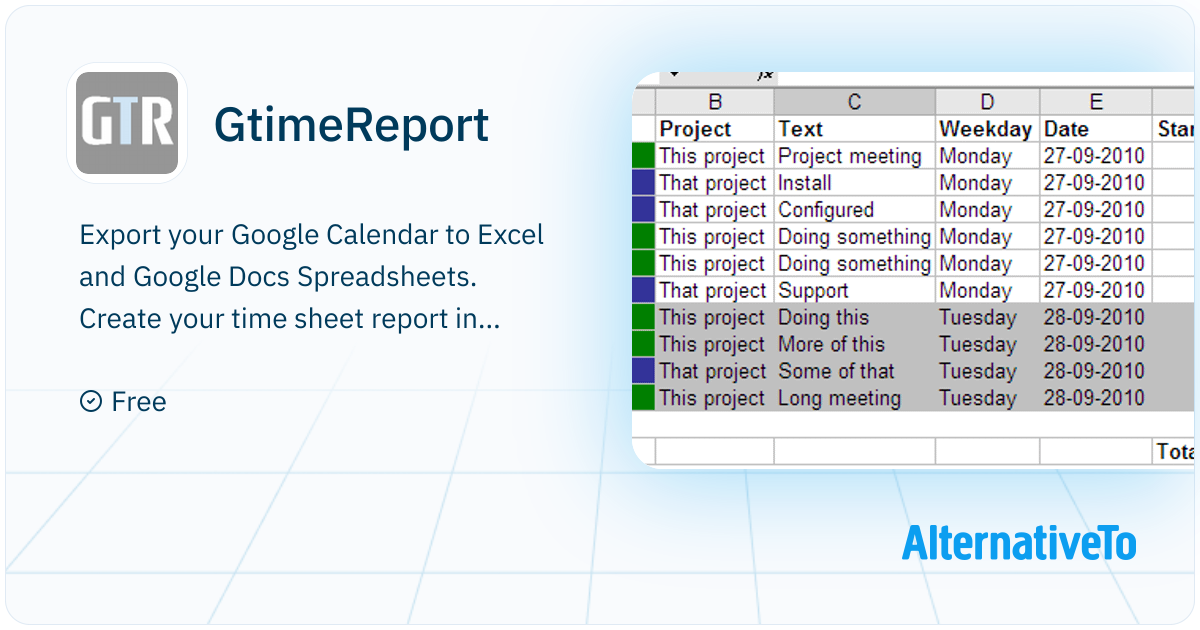 Gtime GtimeReport: Export your Google Calendar to Excel and Google ...
