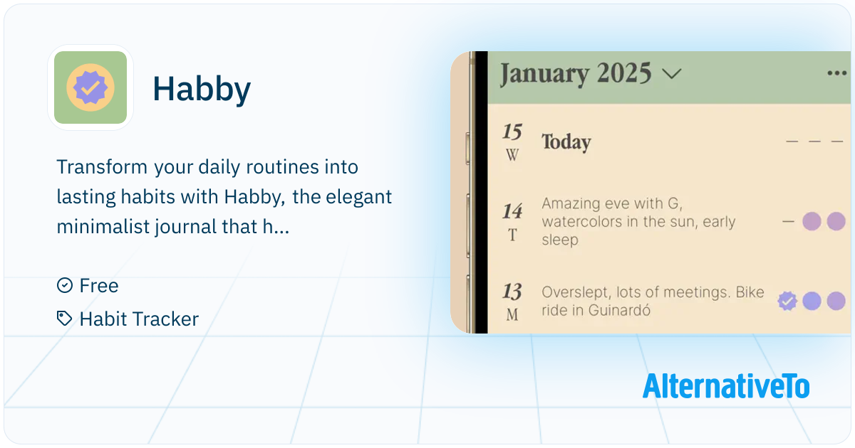 Habby Rye Habby: Minimalist journal for habit tracking and reflection | AlternativeTo