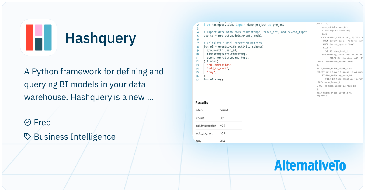 Hashquery: A Python framework for defining and querying BI models in ...