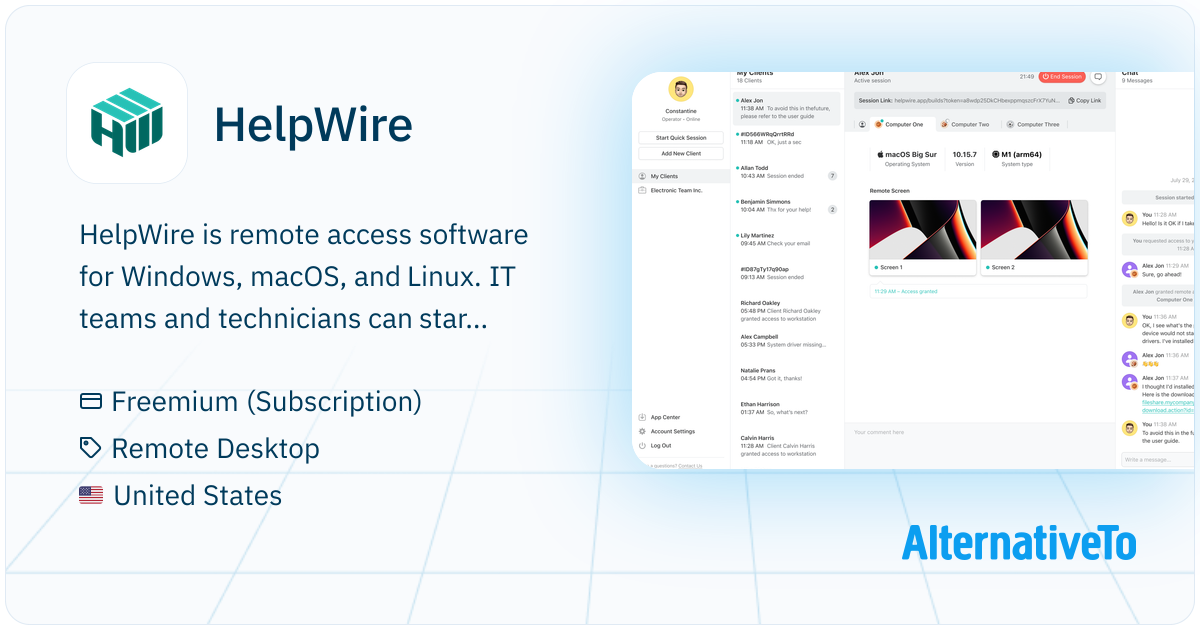 HelpWire: Remote desktop software for IT support: quick session start ...