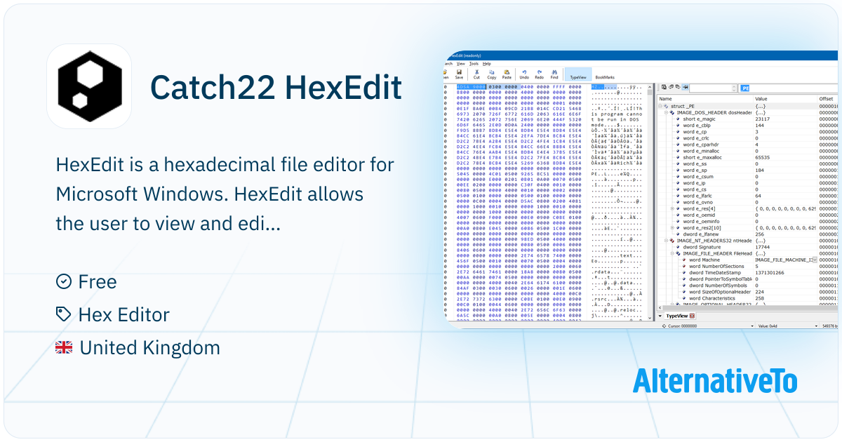 Catch22 HexEdit: HexEdit is a hexadecimal file editor for | AlternativeTo