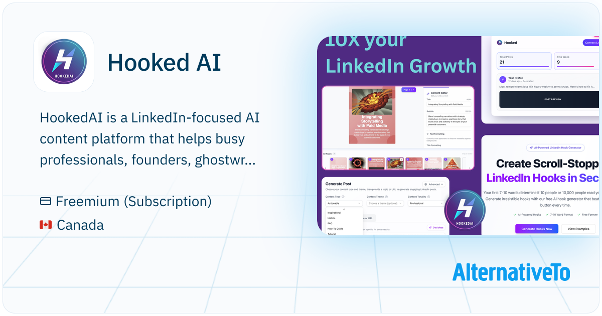 Hooked AI: HookedAI - AI-Powered LinkedIn Marketing | AlternativeTo