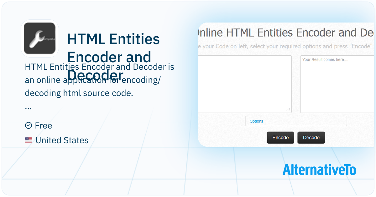 HTML Entities Encoder and Decoder: Online | AlternativeTo
