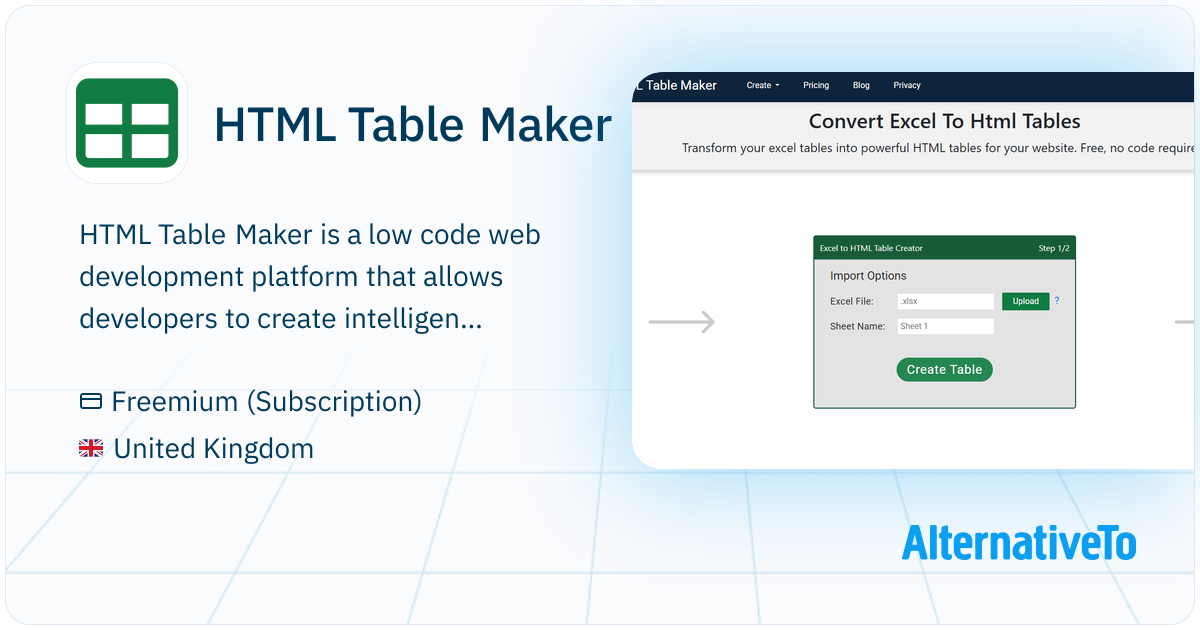 HTML Table Maker: Low code web development platform that allows ...