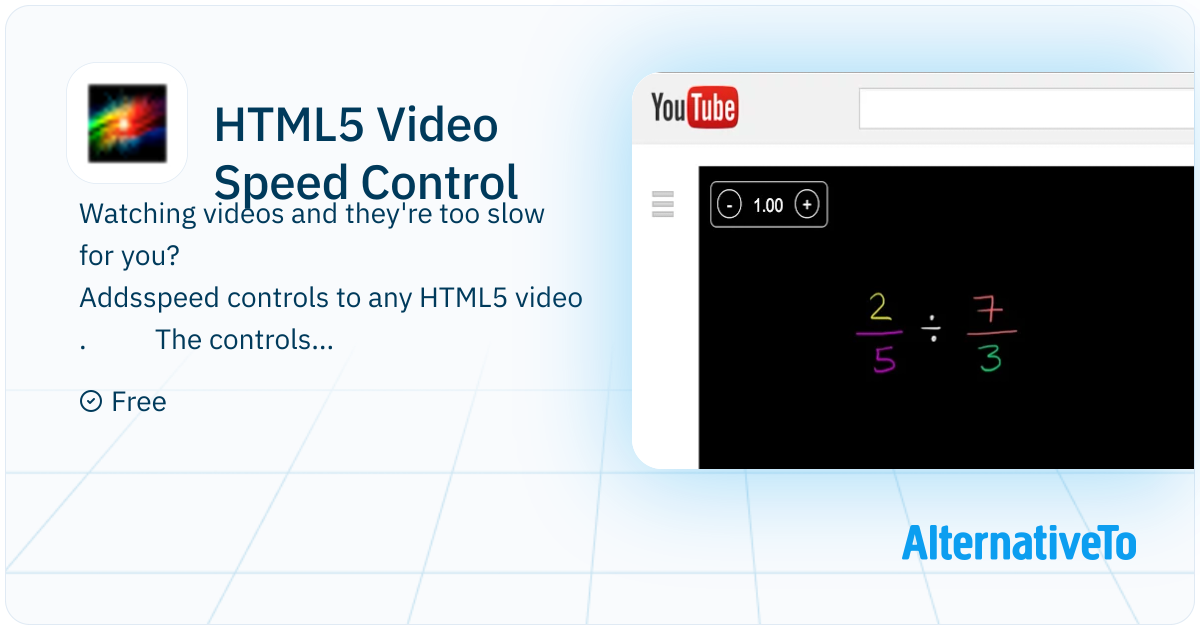 HTML5 Video Speed Control: Speed controls for html5 video | AlternativeTo