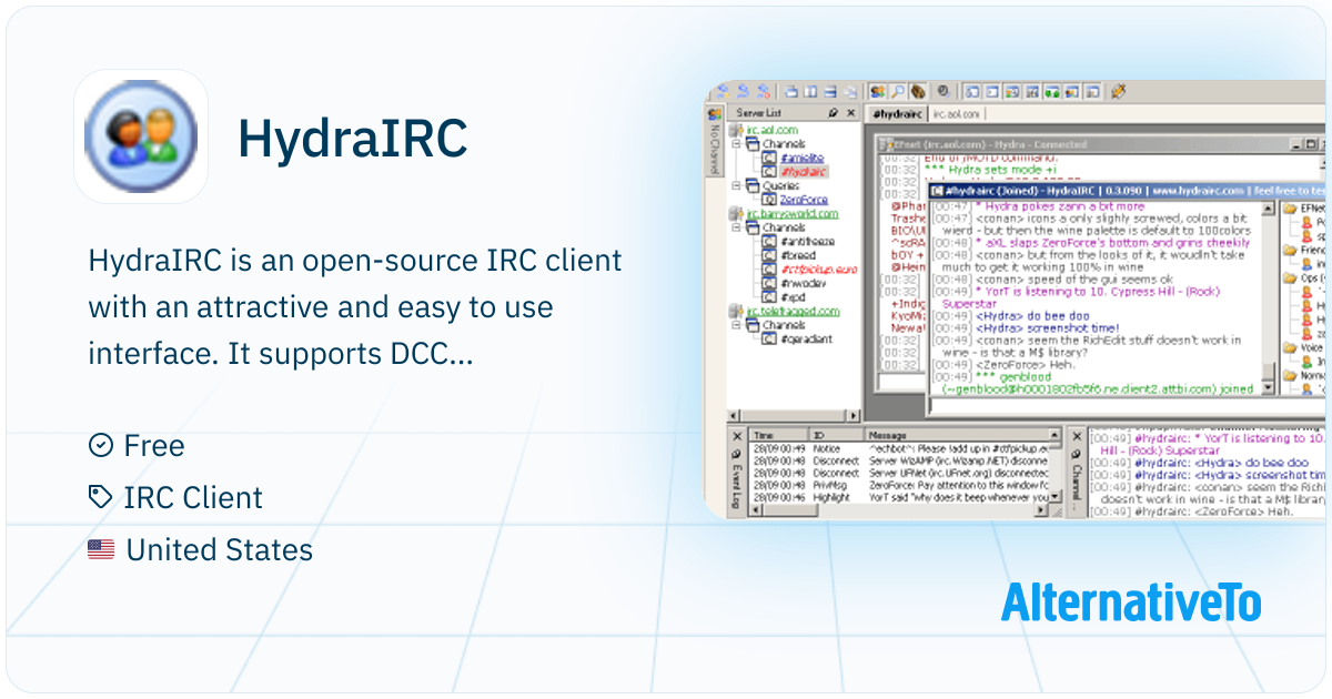 HydraIRC: Open-source IRC client with an | AlternativeTo