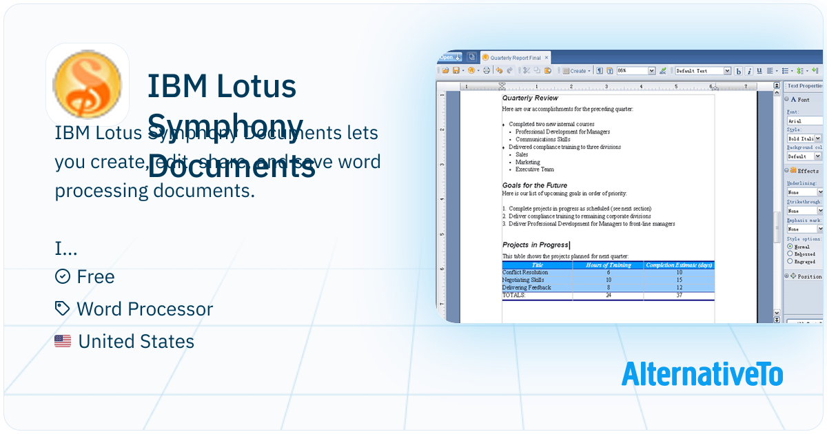 IBM Lotus Symphony Documents: Lets you create | AlternativeTo
