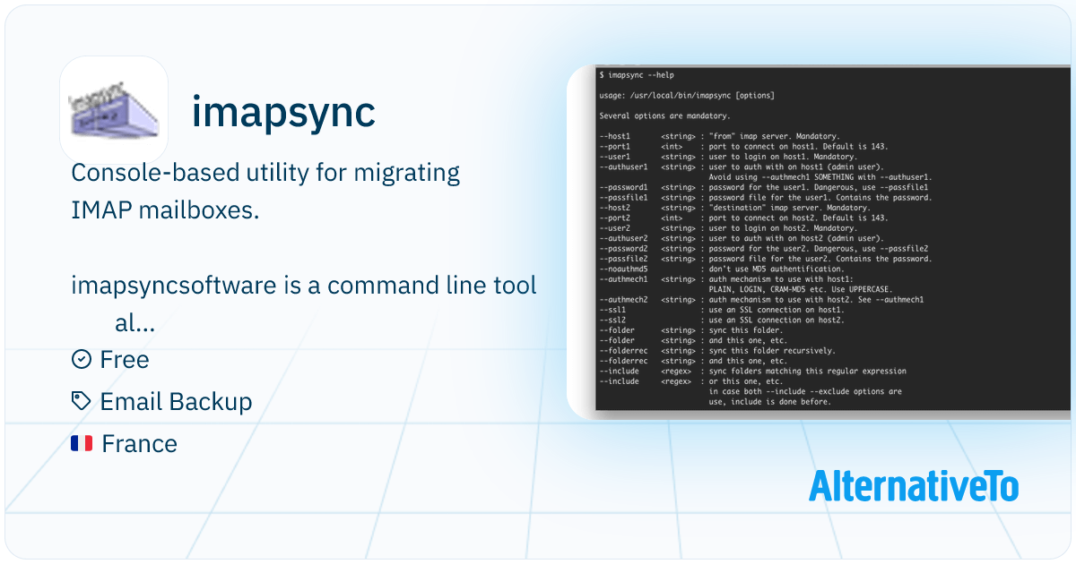 imapsync: Console-based utility for migrating IMAP | AlternativeTo